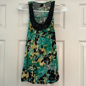 Wrapper medium green yellow black summer casual top